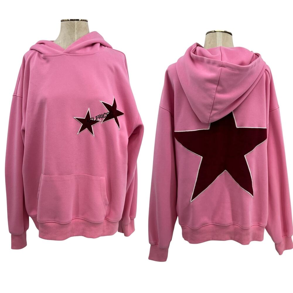 Aelfric Eden‎ Pink Star Graphic Hoodie Sweatshirt Oversized Streetwear Medium